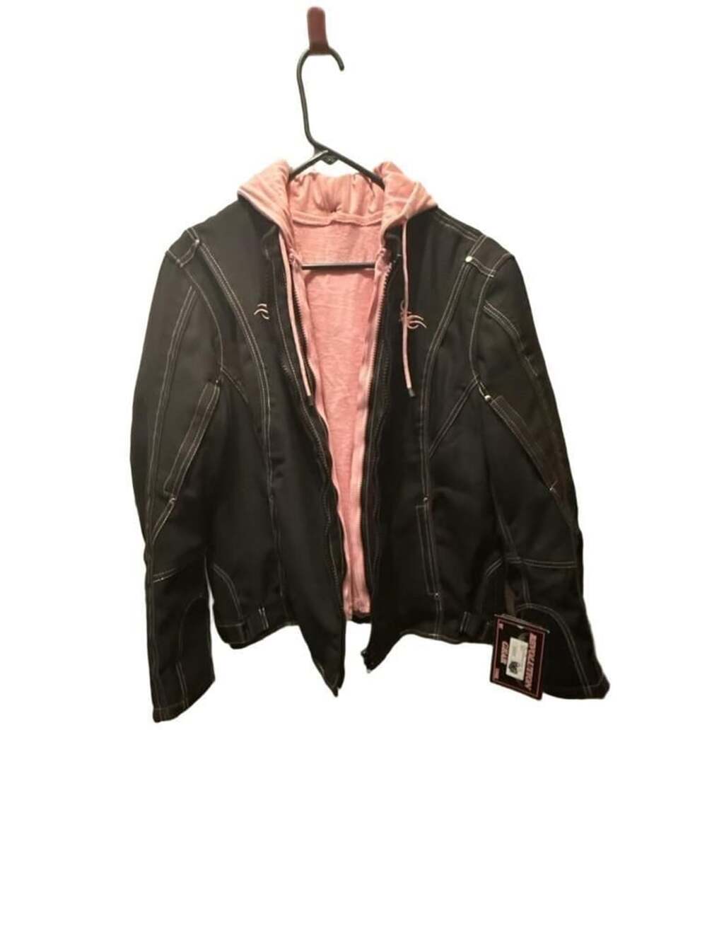 Revolution Gear Text Hooded Jkt w/Hrt Size 2XL Black Pink Jacket